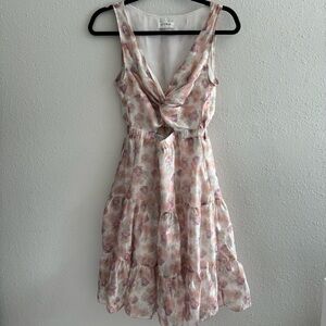 Storia Floral Twist Front Midi Dress